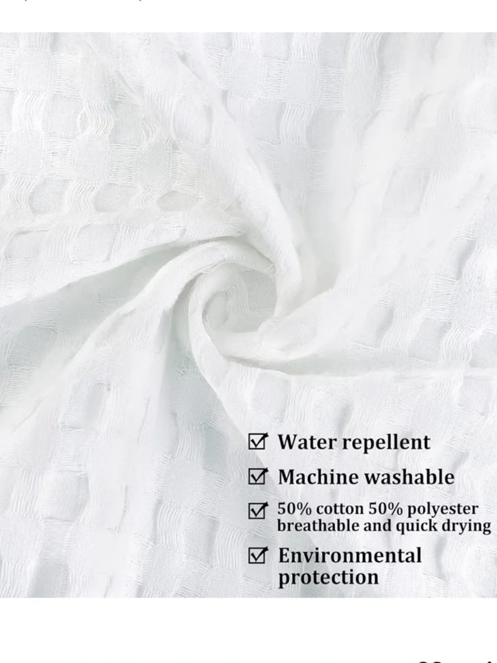 White Waffle Shower Curtain - Hotel-Style Cotton Blend